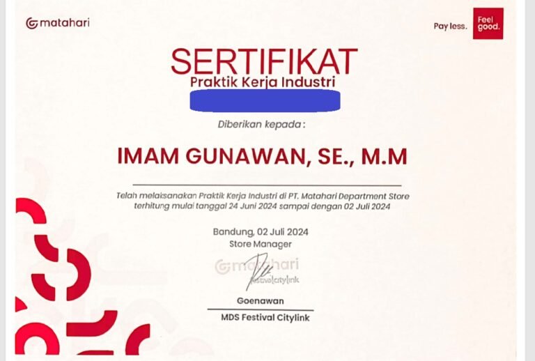 Sertifikat Magang Industri